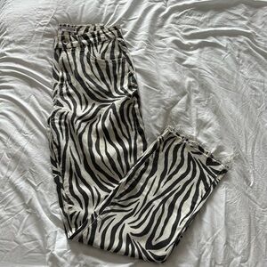 Zara zebra print wide leg jeans